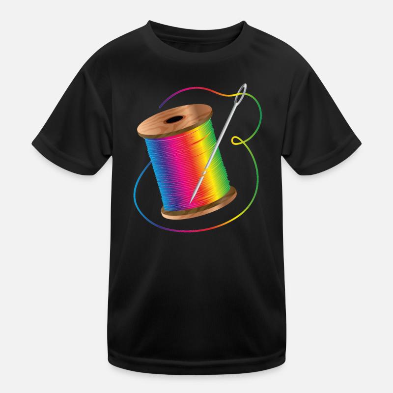 leuchtender Nähgarn in Regenbogenfarben mit Nadel Kinder Funktions-T-Shirt