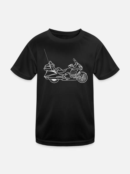 Gold Wing Motorrad - Kinder Funktions-T-Shirt - Schwarz - Vorne