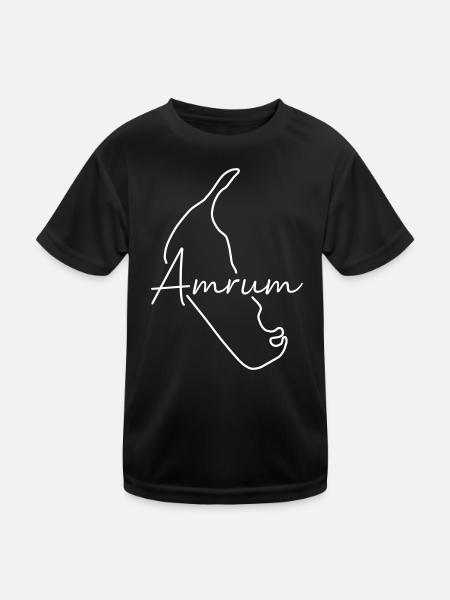 Amrum | Landkarte Line-Art Minimalismus - Kinder Funktions-T-Shirt - Schwarz