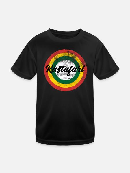 Rastafari Regenbogen Design - Kinder Funktions-T-Shirt - Schwarz - Vorne
