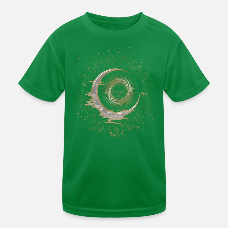 Die Sonne und der Mond mit Sternen Kinder Funktions-T-Shirt