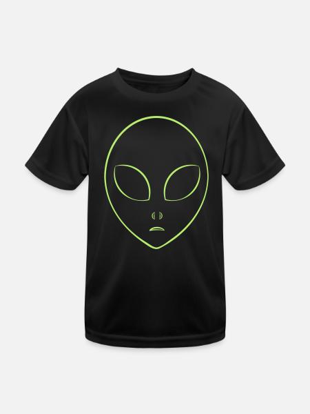 Alien head symbol abstract minimalistic - Kids Functional T-Shirt - black - Front