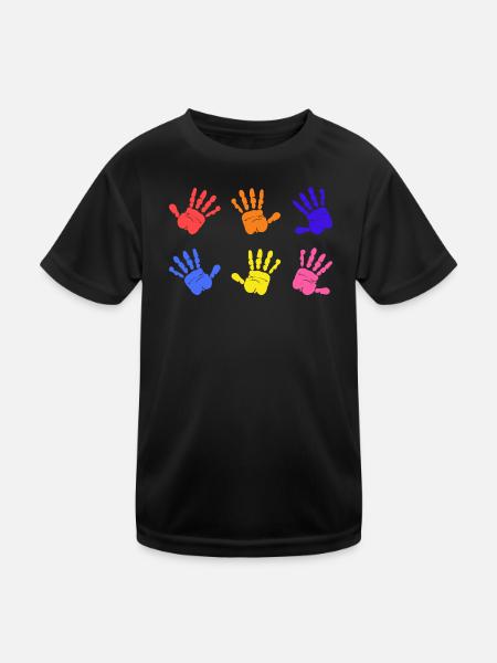 Autism Handprints - Kids Functional T-Shirt - black - Front