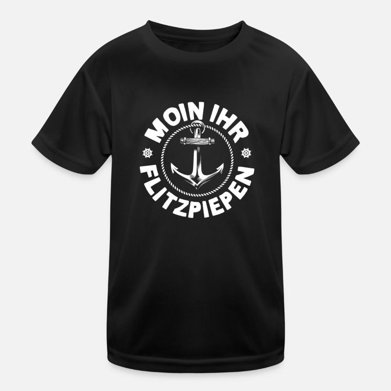 Moin Ihr Flitzpiepen Typisch Plattdeutsch Anker - Kinder Funktions-T-Shirt - Schwarz