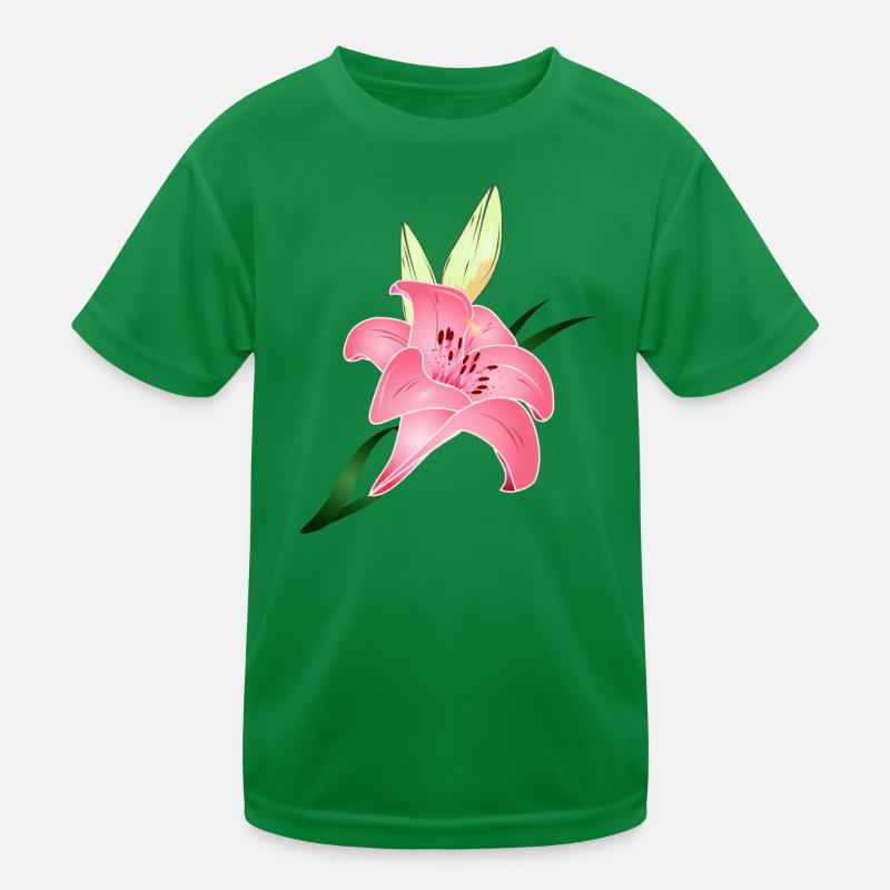 pink lily bloom with two buds Kids Functional T-Shirt