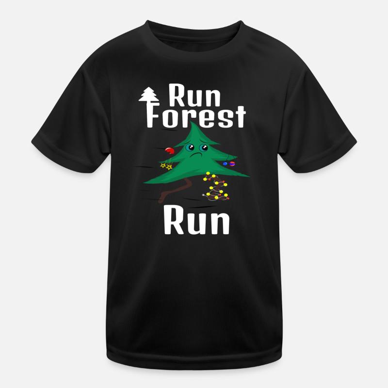Run Forest Run! Christmas tree - Kids Functional T-Shirt - black