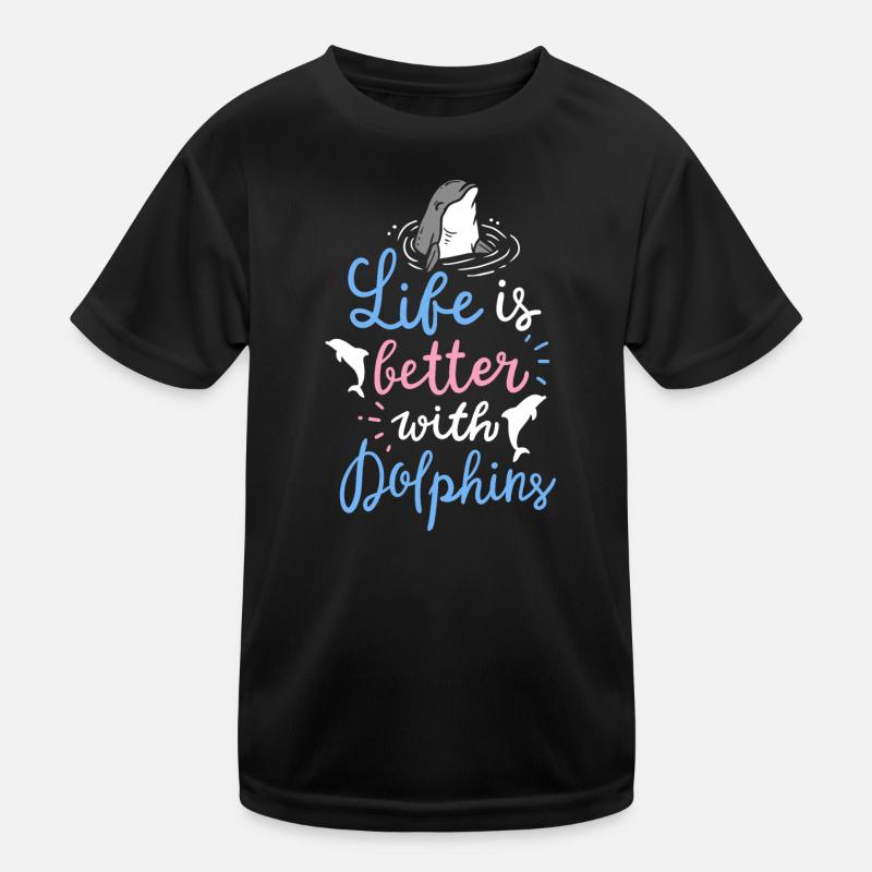 Delfin - Kinder Funktions-T-Shirt - Schwarz