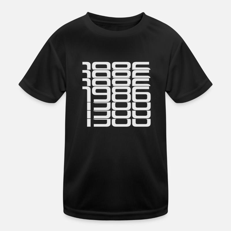 1986 Stack Digits Pattern - Kids Functional T-Shirt - black