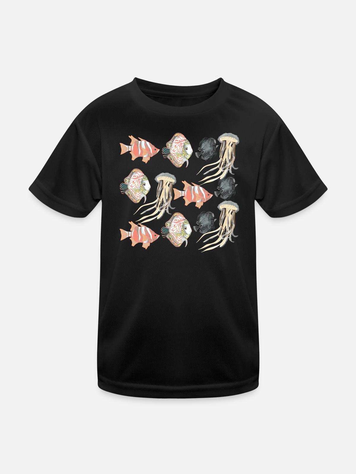 SEALIFE-MUSTER - Kinder Funktions-T-Shirt - Schwarz - Vorne