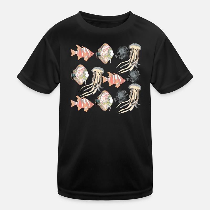 SEALIFE-MUSTER - Kinder Funktions-T-Shirt - Schwarz