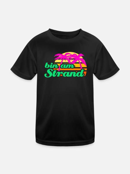 Strand Beachparty Palmen Karibik Meer Urlaub Sonne - Kinder Funktions-T-Shirt - Schwarz - Vorne