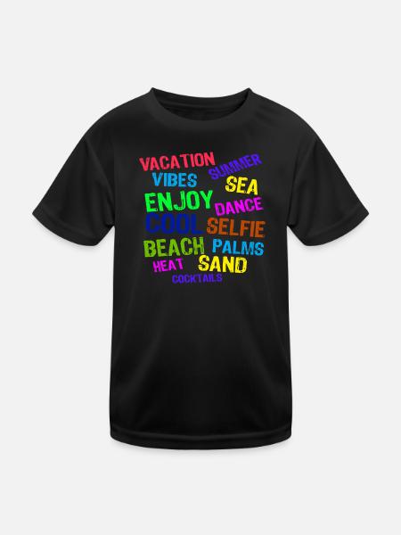 Urlaub Entspannen Ferien Sommer Sonne Verreisen - Kinder Funktions-T-Shirt - Schwarz - Vorne
