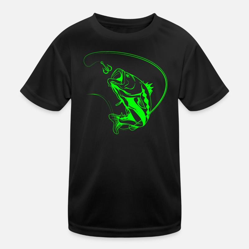 Leuchtender Angelfisch im Neon-Stil - Kinder Funktions-T-Shirt - Schwarz