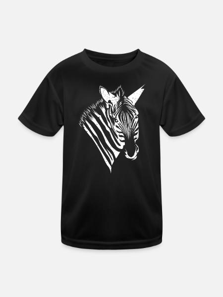 Zebra - Kinder Funktions-T-Shirt - Schwarz