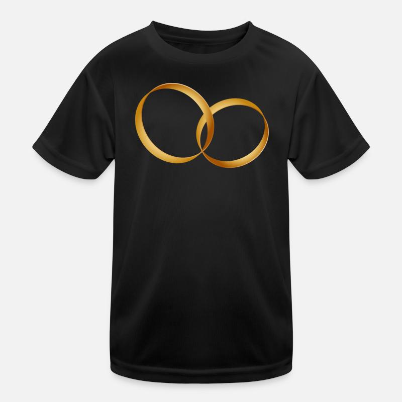 zwei goldene Ringe - Ehering - Hochzeit - Kinder Funktions-T-Shirt - Schwarz