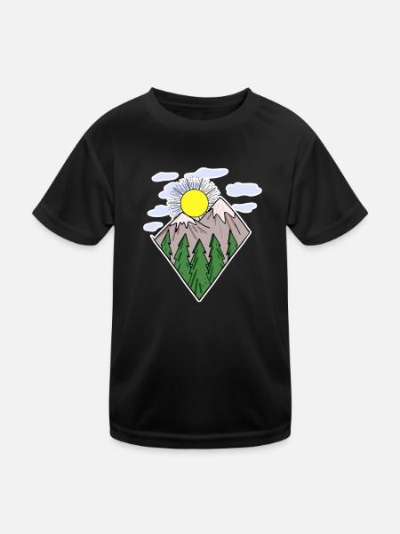 Berge Wandern Wanderer - Kinder Funktions-T-Shirt - Schwarz - Vorne