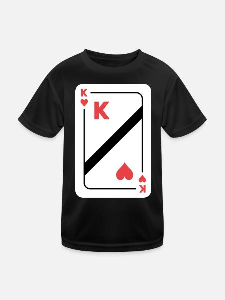 Herz König Spielkarte Pokerkarte - Kinder Funktions-T-Shirt - Schwarz - Vorne