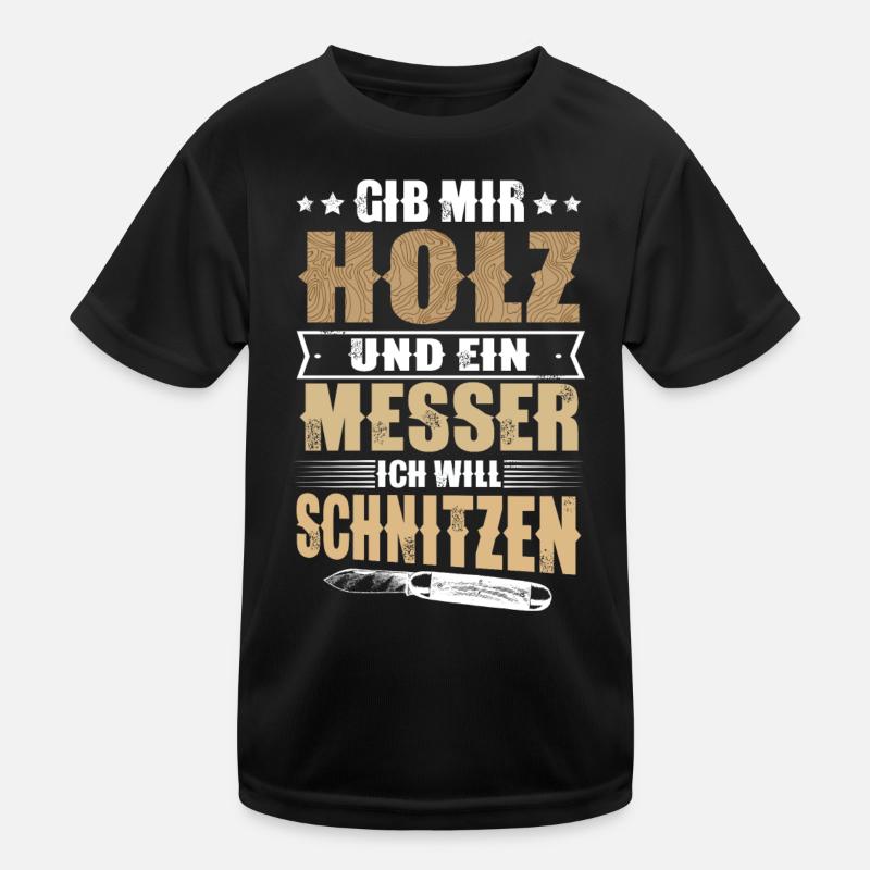 Schnitzen Holz Kinder Funktions-T-Shirt