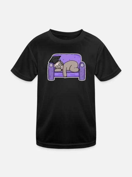 Faultier Student lustig - Kinder Funktions-T-Shirt - Schwarz