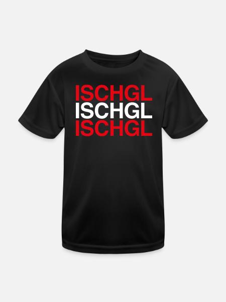 ISCHGL Österreich Austria Flag - Kinder Funktions-T-Shirt - Schwarz - Vorne
