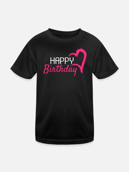 Happy Birthday - Kinder Funktions-T-Shirt - Schwarz - Vorne