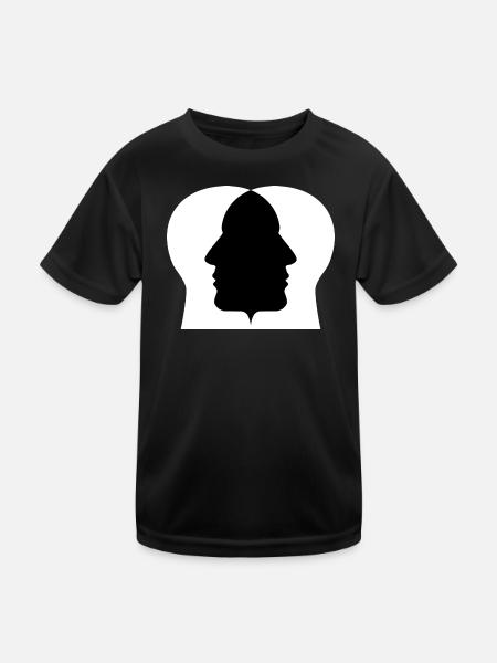 Doppelprofil Silhouette - Kinder Funktions-T-Shirt - Schwarz