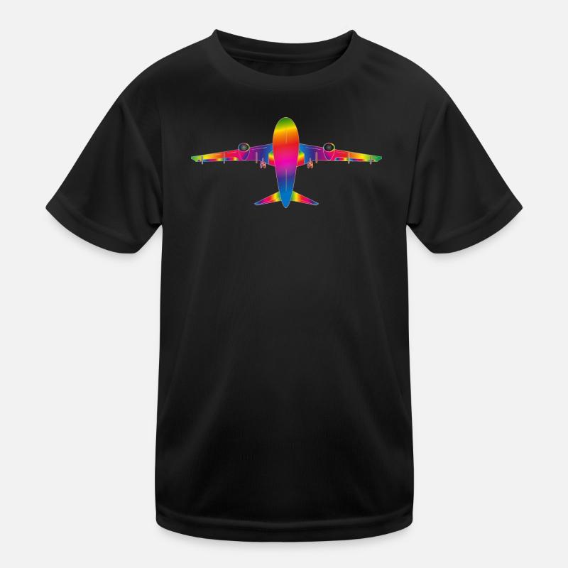 Flugzeug in Regenbogenfarben Kinder Funktions-T-Shirt