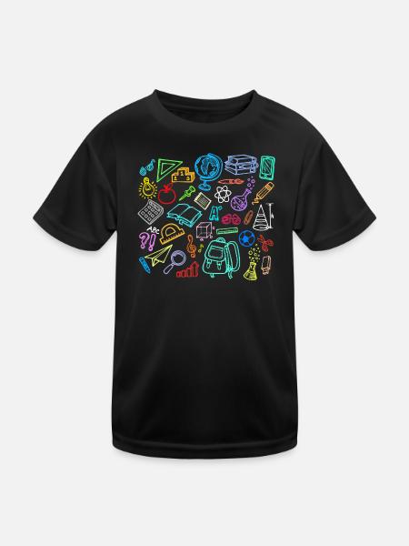 École Apprentissage Des timbales Début de l’école - T-shirt sport Enfant - noir - Devant