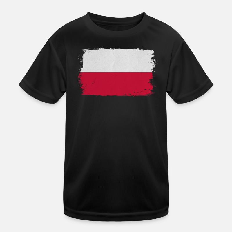 Polish Flag Brush Style Kids Functional T-Shirt