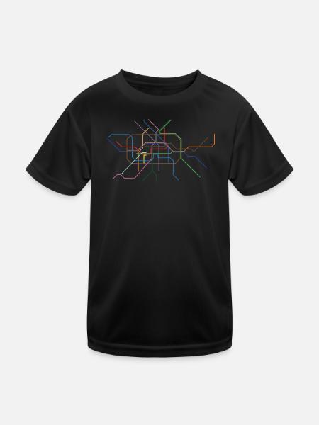 Abstract Minutine Section Line Art - Kids Functional T-Shirt - black - Front