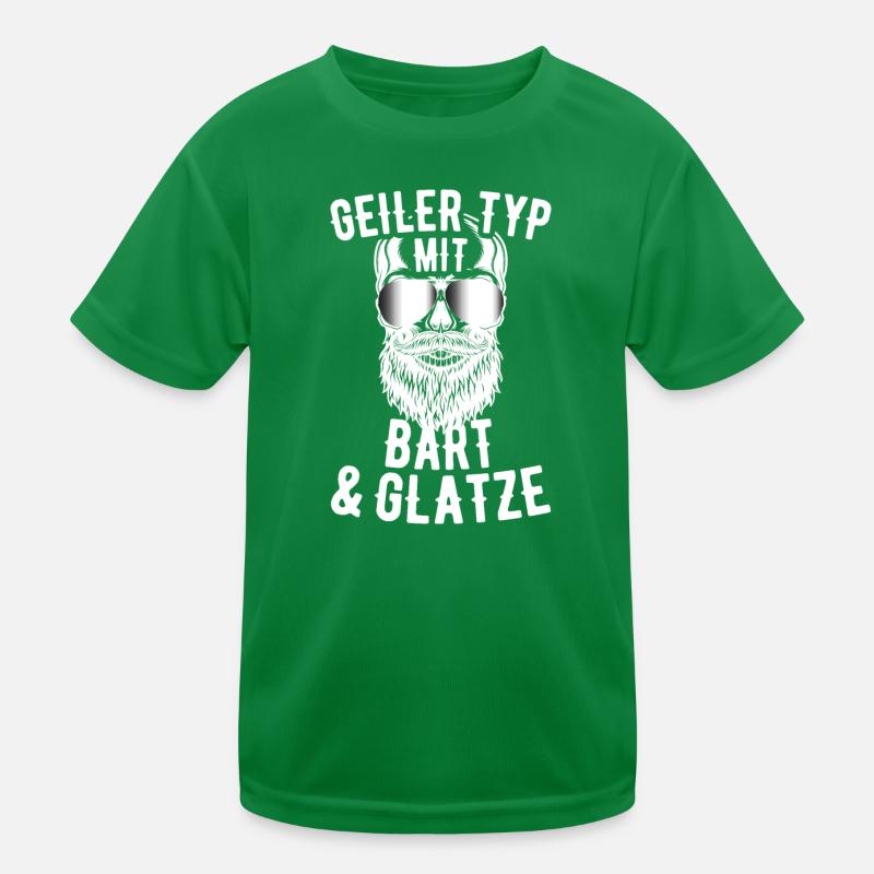 Geiler Typ Mit Bart & Glatze Glatzkopf Bartträger Kinder Funktions-T-Shirt
