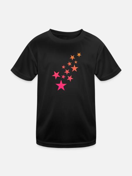 Stern Sternchen Muster Dekoration - Kinder Funktions-T-Shirt - Schwarz - Vorne