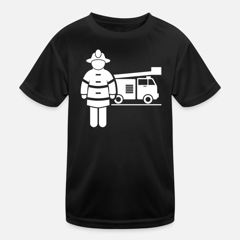Feuerwehrmann Floriansjünger Brandbekämpfer - Kinder Funktions-T-Shirt - Schwarz