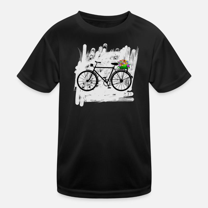 fahrrad blumen radfahrer - Kinder Funktions-T-Shirt - Schwarz