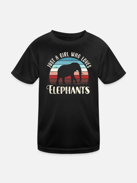 Elefant Elefanten - Kinder Funktions-T-Shirt - Schwarz - Vorne
