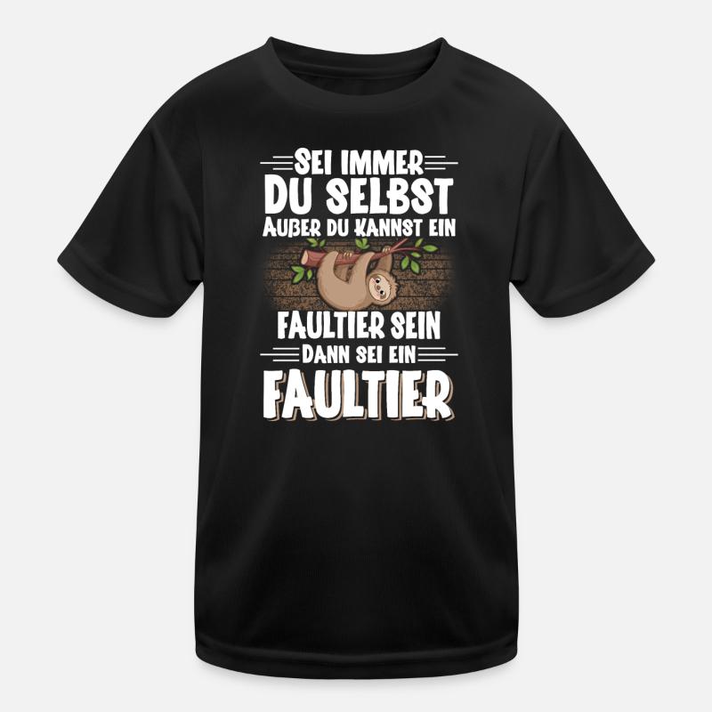 Faultier - Kinder Funktions-T-Shirt - Schwarz
