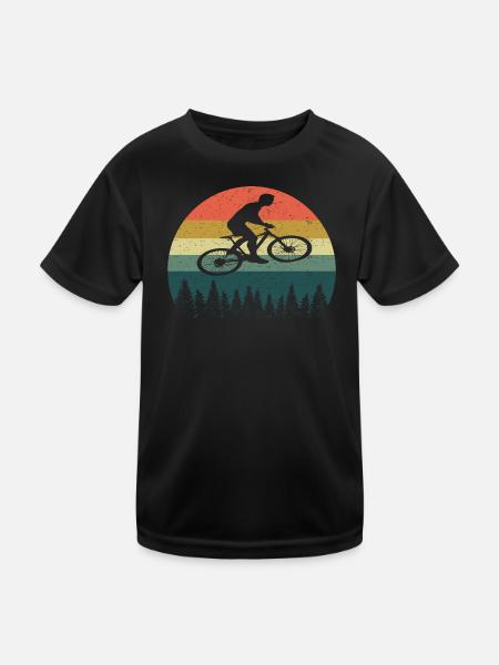 Mountainbike MTB Fahrrad Retro Vintage Berge Biker - Kinder Funktions-T-Shirt - Schwarz