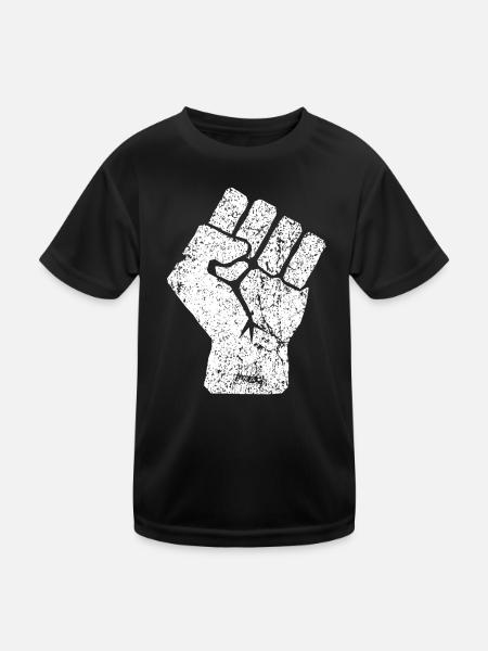 Raised Fist of Solidarity - Kids Functional T-Shirt - black - Front