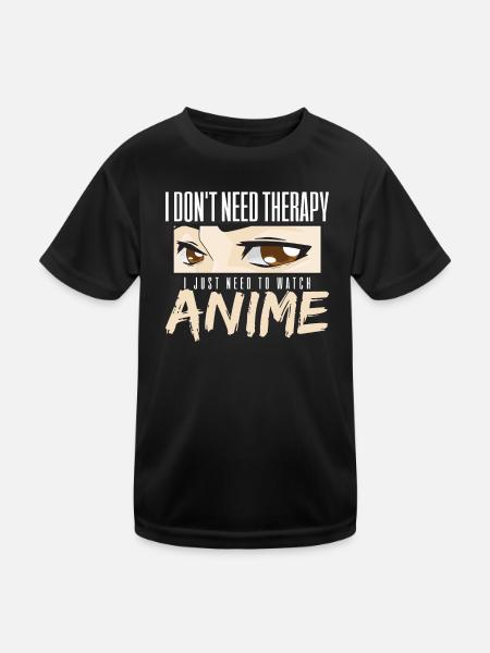 Anime - Kinder Funktions-T-Shirt - Schwarz - Vorne