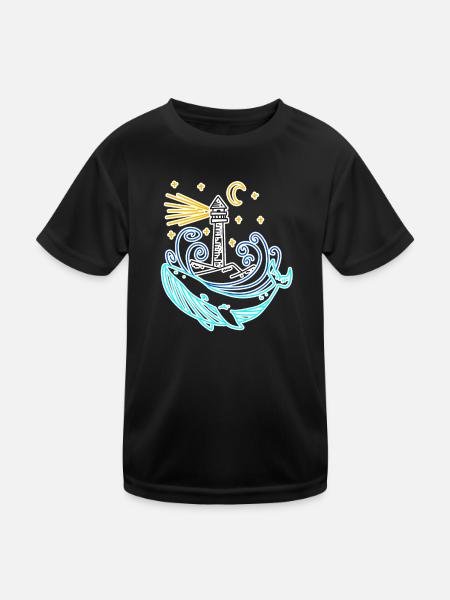 Phare côte mer mer - T-shirt sport Enfant - noir - Devant