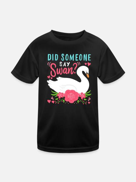 Schwäne Wasservögel Schwan - Kinder Funktions-T-Shirt - Schwarz - Vorne