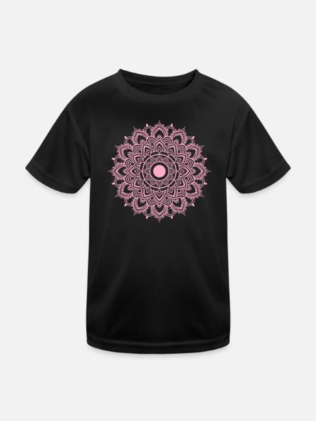 Mandala Kreis Meditation Yoga Namaste Spirituell - Kinder Funktions-T-Shirt - Schwarz
