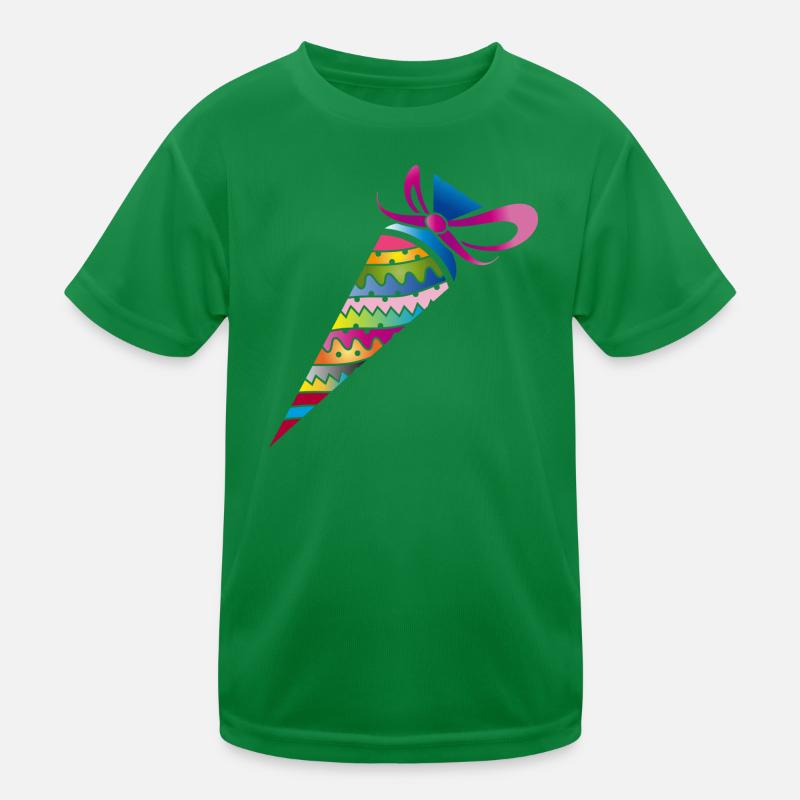 kunterbunte gemusterte Schultüte zur Einschulung Kinder Funktions-T-Shirt