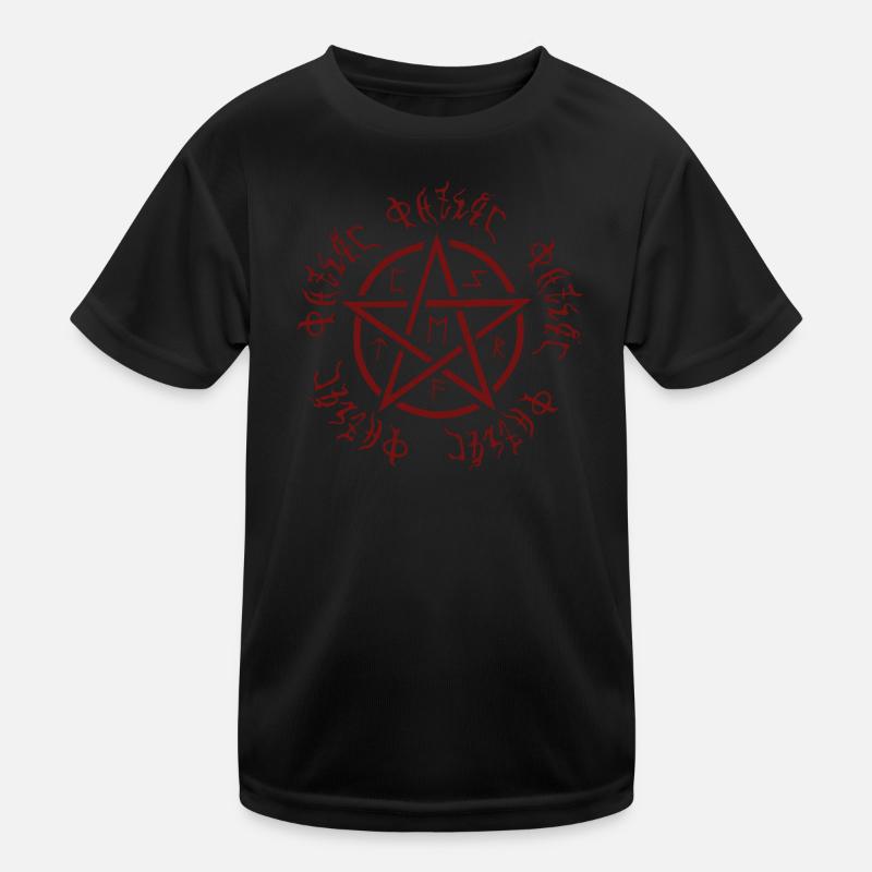 Pentagram pattern, futhark, goth, Halloween outfit Kids Functional T-Shirt