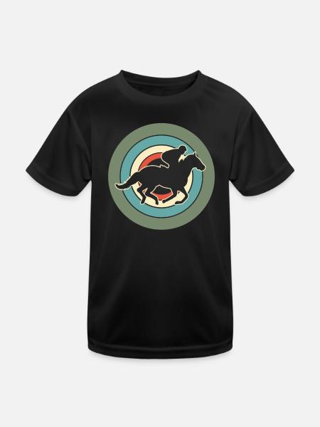 Cavalier Cavalier Equestre Rétro - T-shirt sport Enfant - noir - Devant