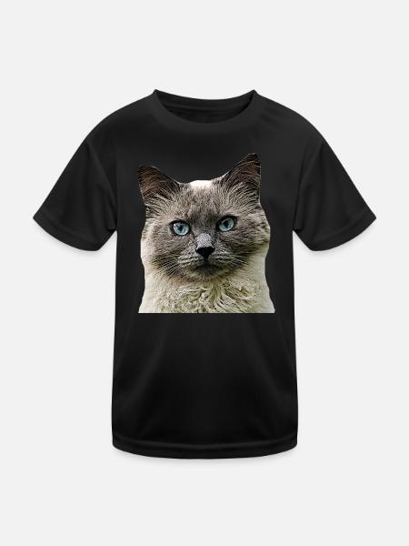 Cat Cats cat Cats Cat Head - Kids Functional T-Shirt - black - Front