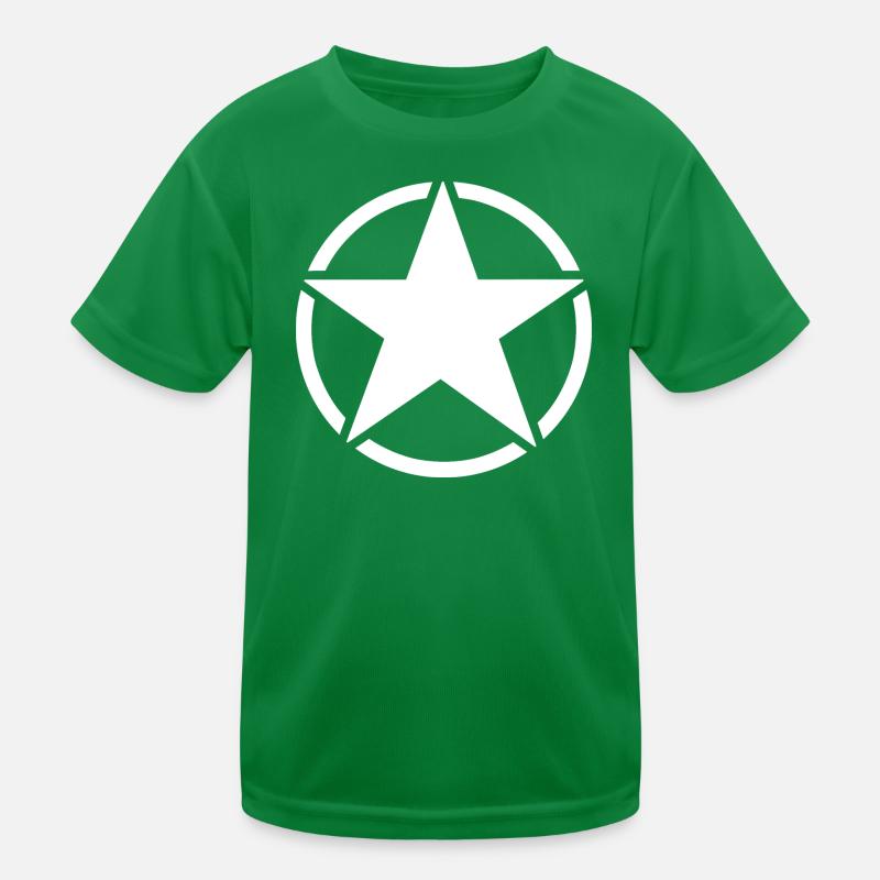 Etoile blanche cinq branches dans un cercle blanc. T-shirt sport Enfant