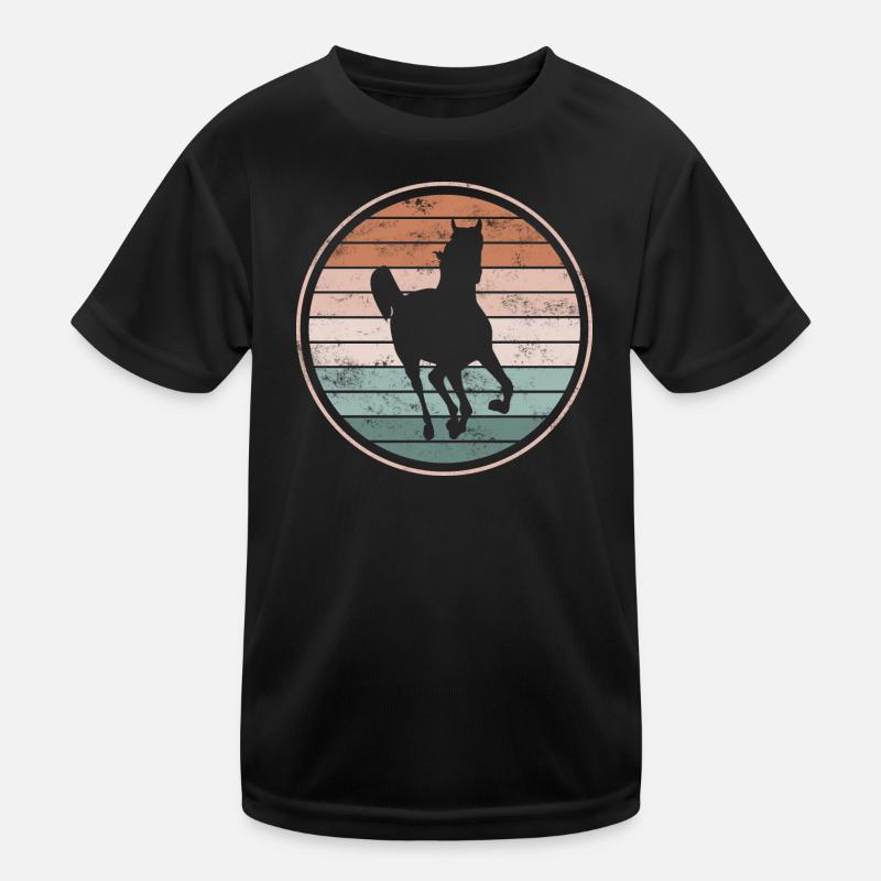 Pferd Pferde - Kinder Funktions-T-Shirt - Schwarz