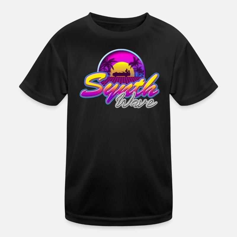 Synth-Wave Music Neon-Vibe Electrowave sunset T-shirt sport Enfant
