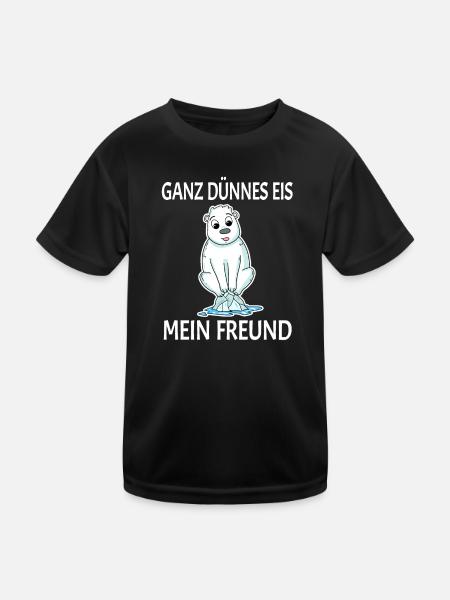 Eisbär dünnes Eis - lustiger Spruch - Kinder Funktions-T-Shirt - Schwarz - Vorne